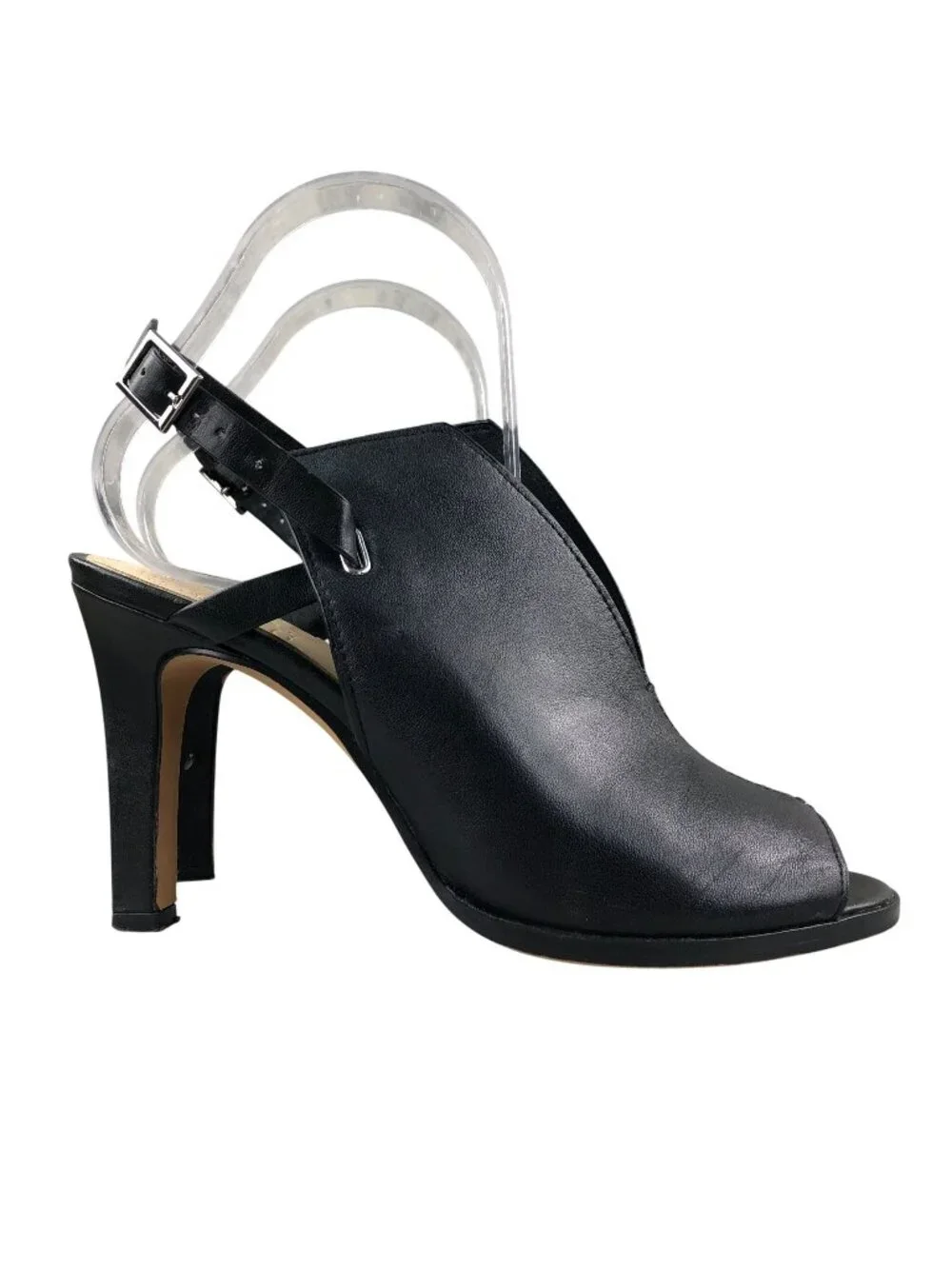 Vince Camuto Women's Size 7M Neveah Black Leather Slingback Buckle High Heels